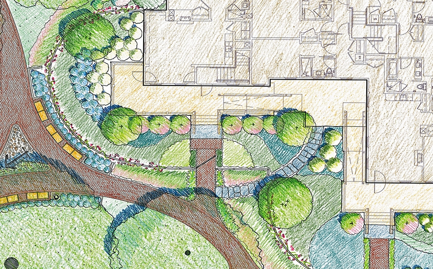 architectural site plan pencil renderings